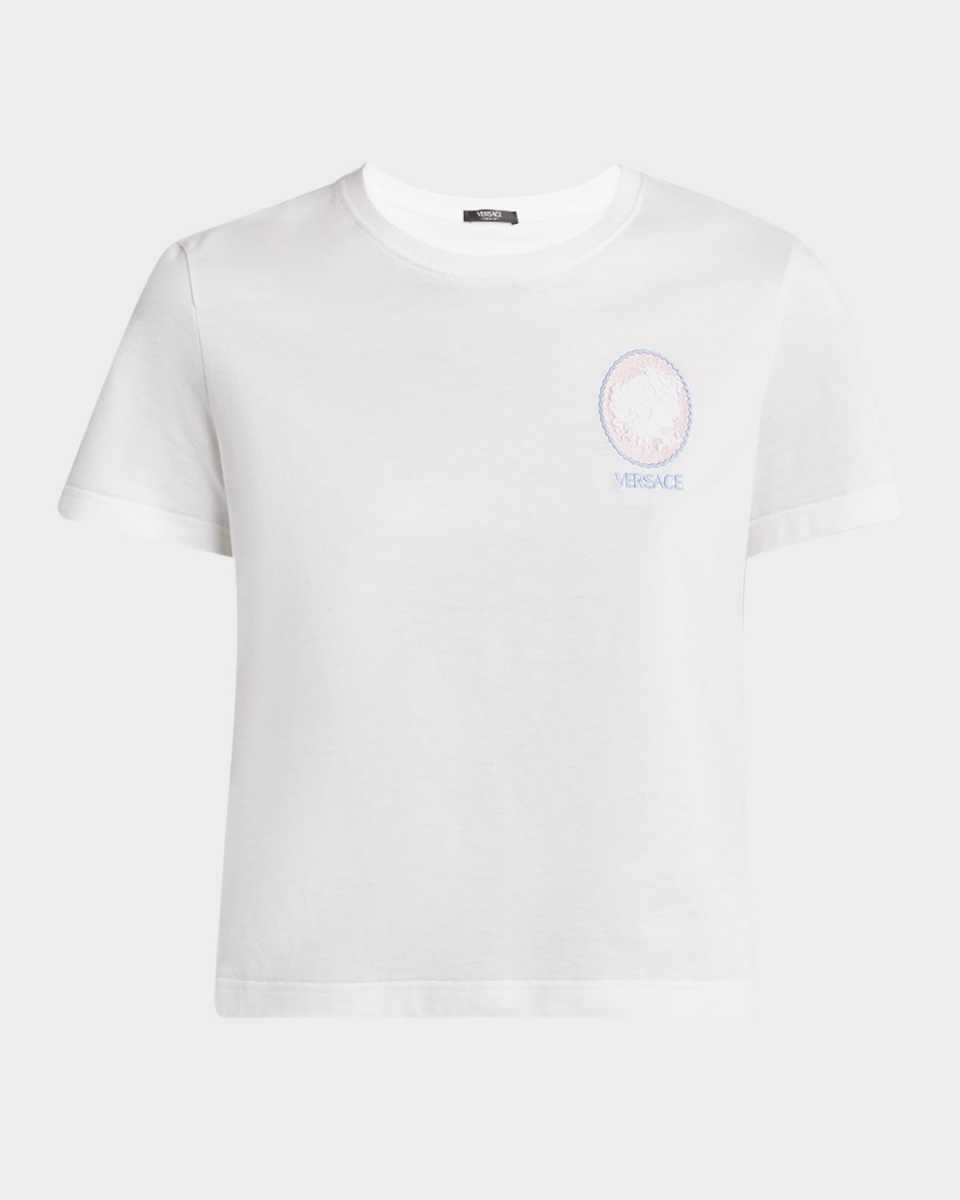 Medusa Cameo Embroidery And Print Cotton Jersey T-Shirt